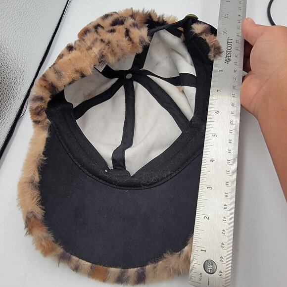 Leopard Print Faux Fur Hat With Adjustable Strap - Picture 10 of 13